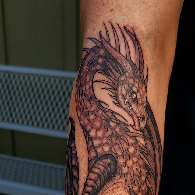 Detailed dragon on the arm
