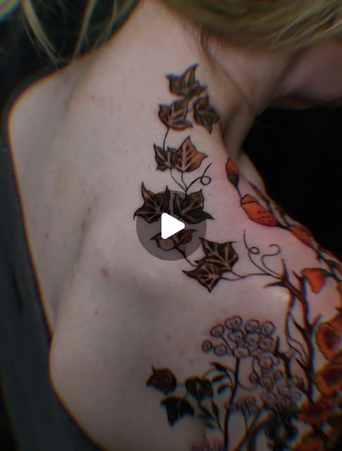 Decorative poisonous florals and ivy in color