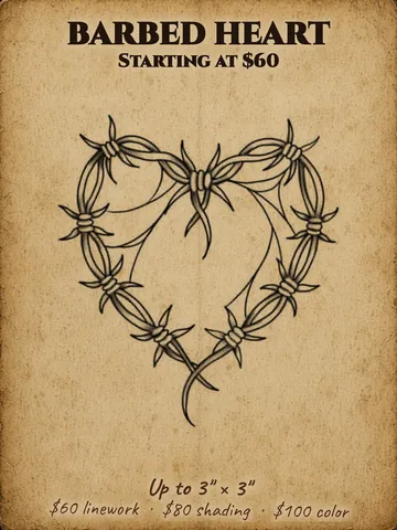 Heart shaped from barbed wire Halloween flash design