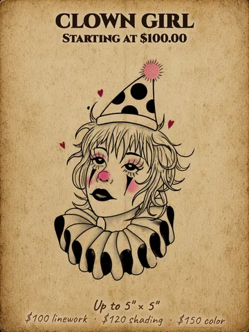 Clown girl with a polka-dot hat and ruffled collar Halloween flash design
