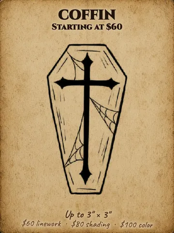 Coffin with a gothic cross and cobwebs Halloween flash design