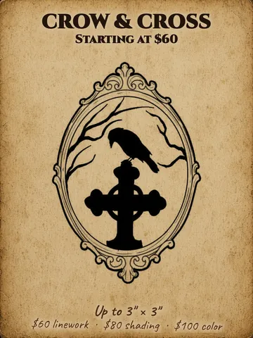 Crow perched on a gothic cross in an ornate oval frame Halloween flash design