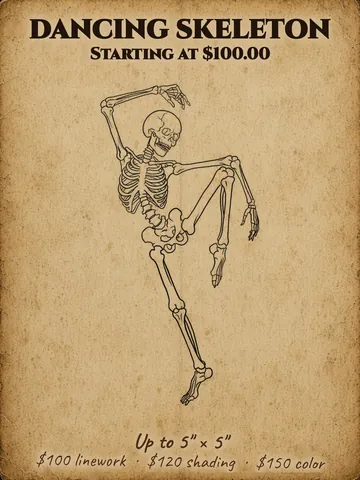 Skeleton dancing with arms raised Halloween flash design