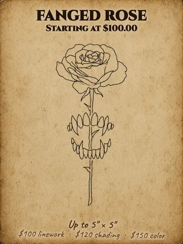 Long-stemmed rose with fangs on the stem Halloween flash design