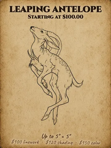 Leaping antelope with curved horns Halloween flash design