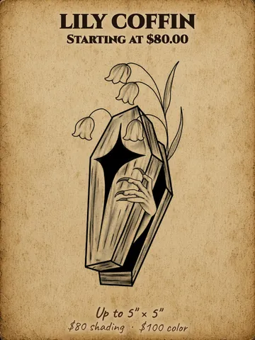 Coffin with lily of the valley Halloween flash design