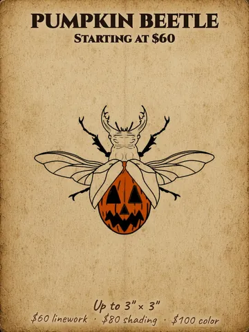 Stag beetle with a carved jack-o'-lantern body Halloween flash design