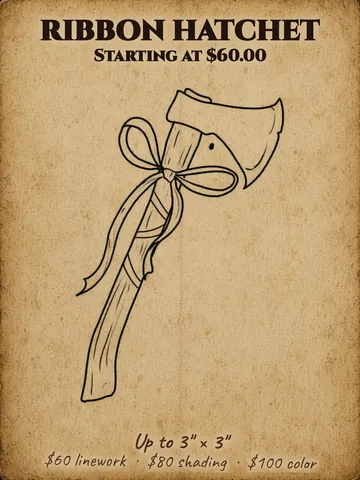Hatchet tied with a ribbon bow Halloween flash design