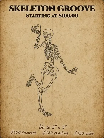 Skeleton dancing mid-step Halloween flash design