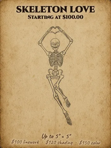 Skeleton making a heart shape with its arms Halloween flash design
