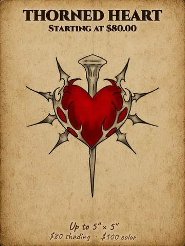 Red heart pierced by a spike and ringed with thorns Halloween flash design