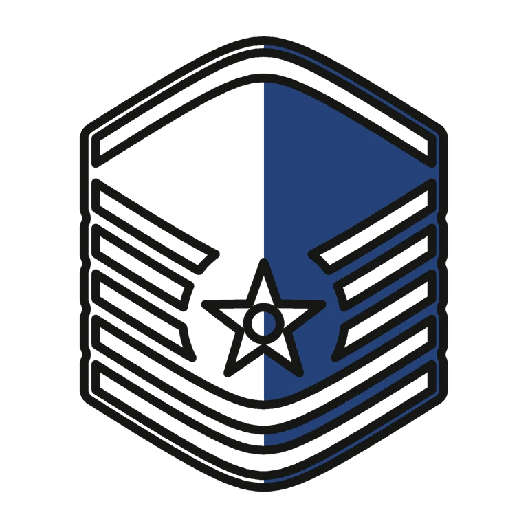 Air Force Master Sergeant: left half black line work, right half flat color