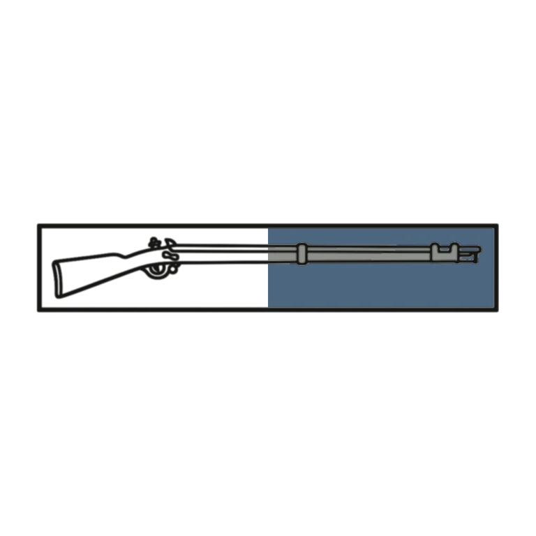 Army Expert Infantryman Badge: left half black line work, right half flat color