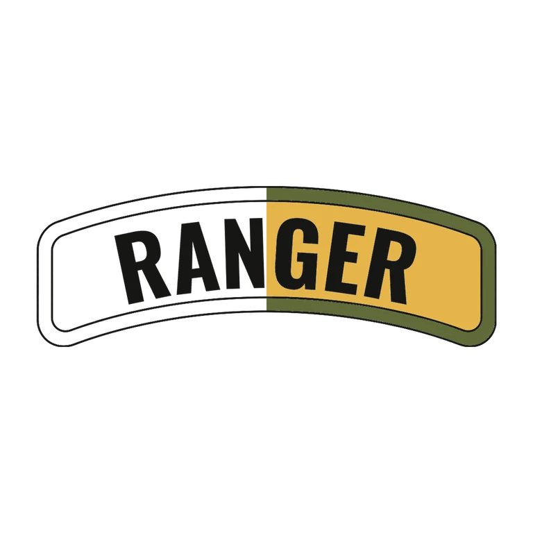Ranger Tab: left half black line work, right half flat color