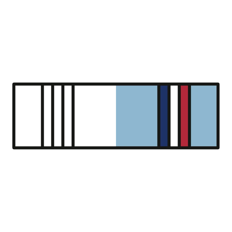 Air Force Good Conduct Ribbon: left half black line work, right half flat color