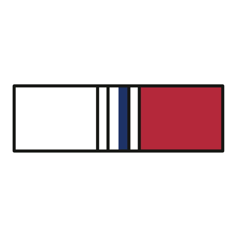 Bronze Star Ribbon: left half black line work, right half flat color