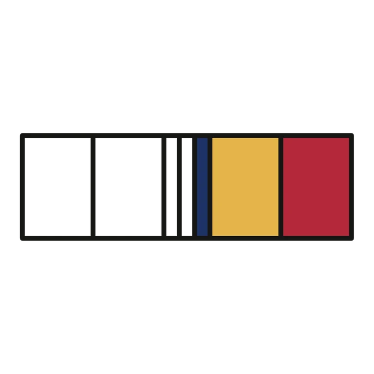 Marines Combat Action Ribbon: left half black line work, right half flat color