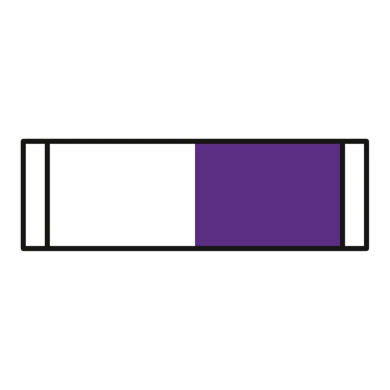 Purple Heart Ribbon: left half black line work, right half flat color