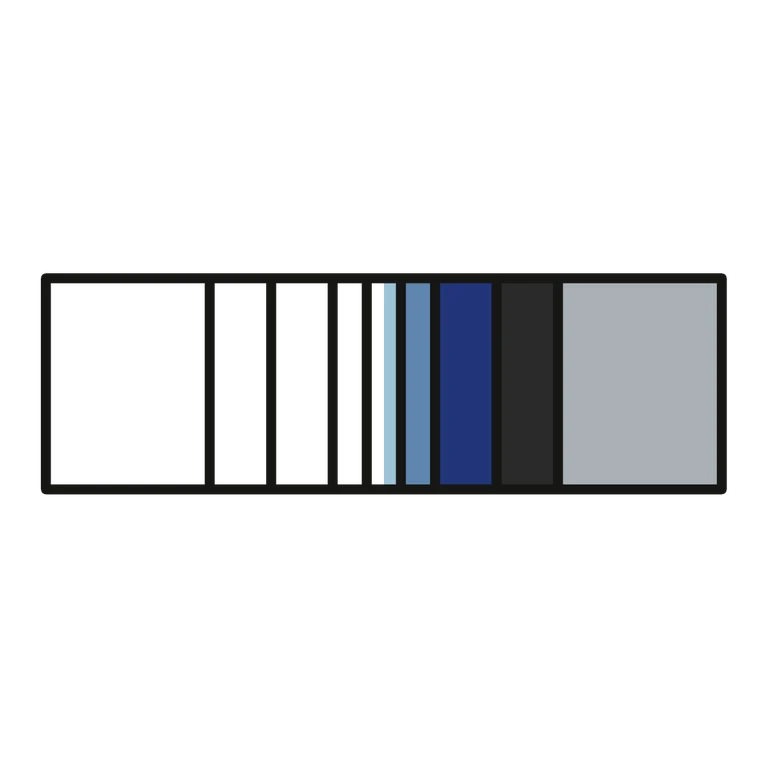 Space Force Good Conduct Ribbon: left half black line work, right half flat color