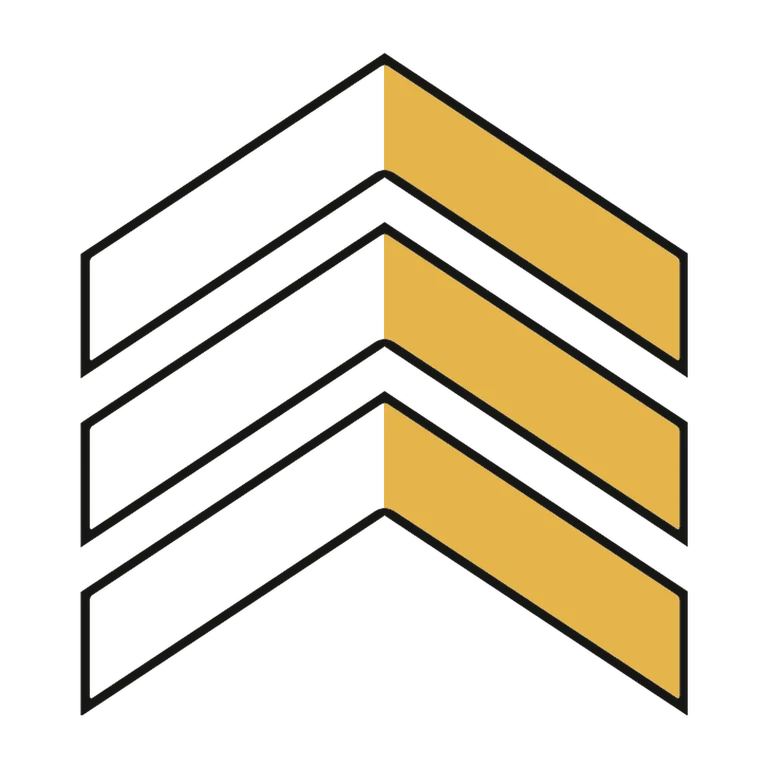 Sergeant Stripes: left half black line work, right half flat color