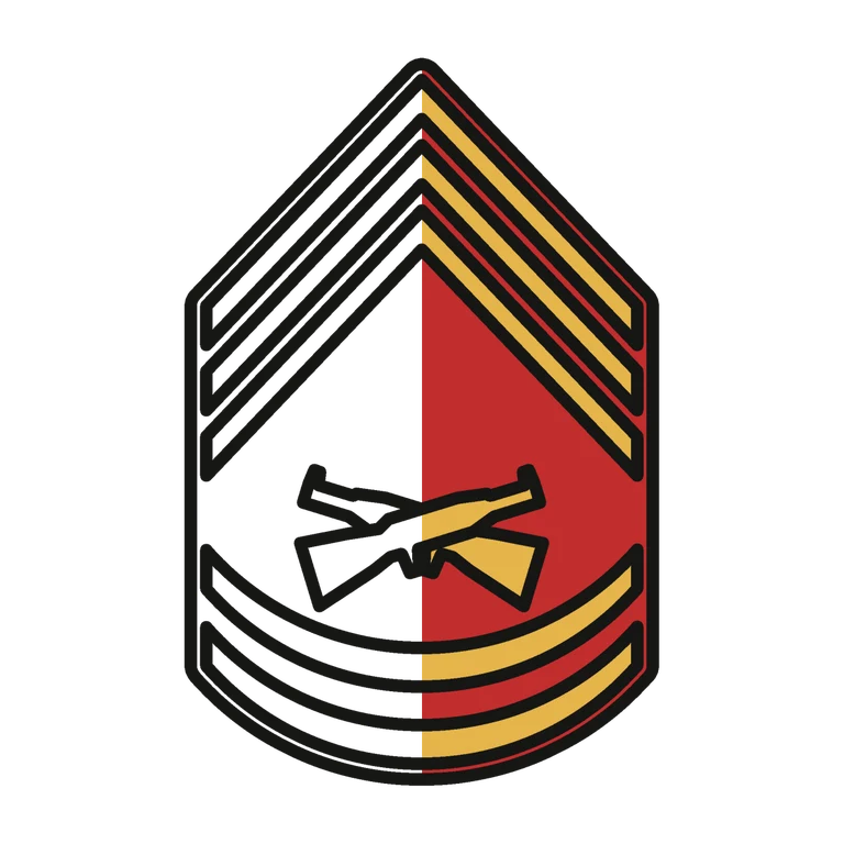 Marines Gunnery Sergeant: left half black line work, right half flat color