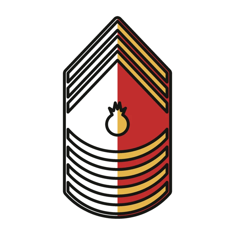 Marines Master Gunnery Sergeant: left half black line work, right half flat color