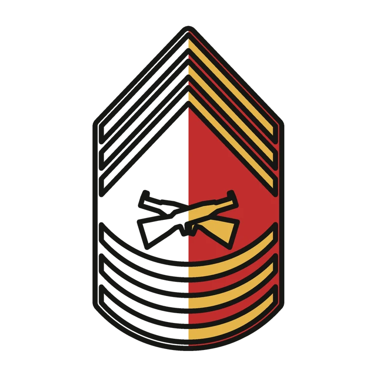 Marines Master Sergeant: left half black line work, right half flat color