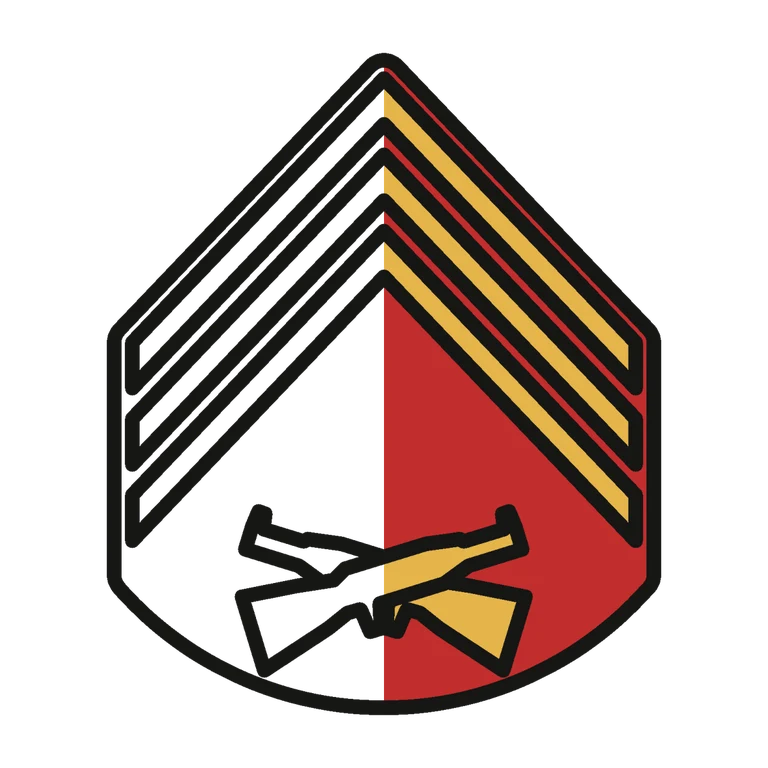 Marines Sergeant: left half black line work, right half flat color