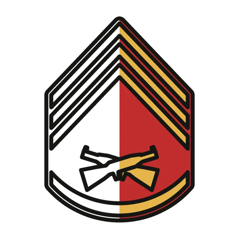 Marines Staff Sergeant: left half black line work, right half flat color
